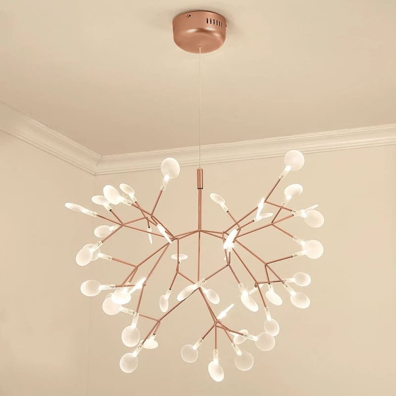Luxury Acrylic Light Fixture Moden Rosegold LED Sputnik Firefly Chandelier for Living Room, Bedroom,Hotel, Villa
