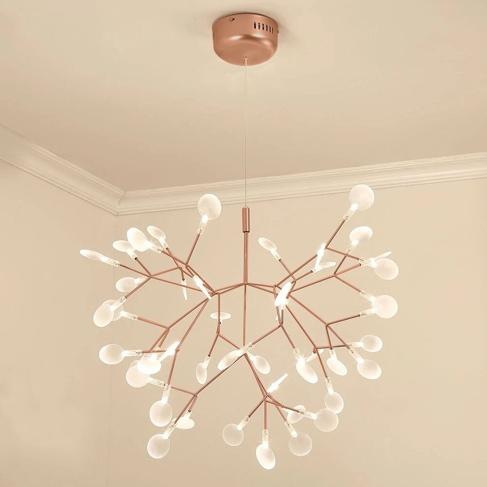 Luxury Acrylic Light Fixture Moden Rosegold LED Sputnik Firefly Chandelier for Living Room Bedroom Hotel Villa