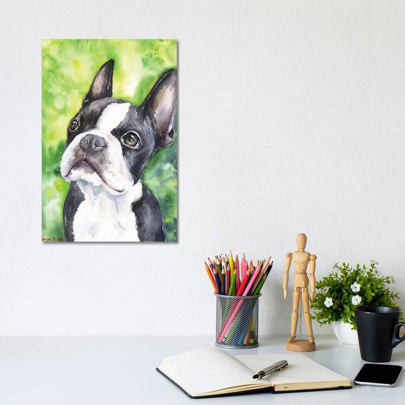 iCanvas "Boston Terrier Portrait" by George Dyachenko Canvas Print - 12x8x0.75