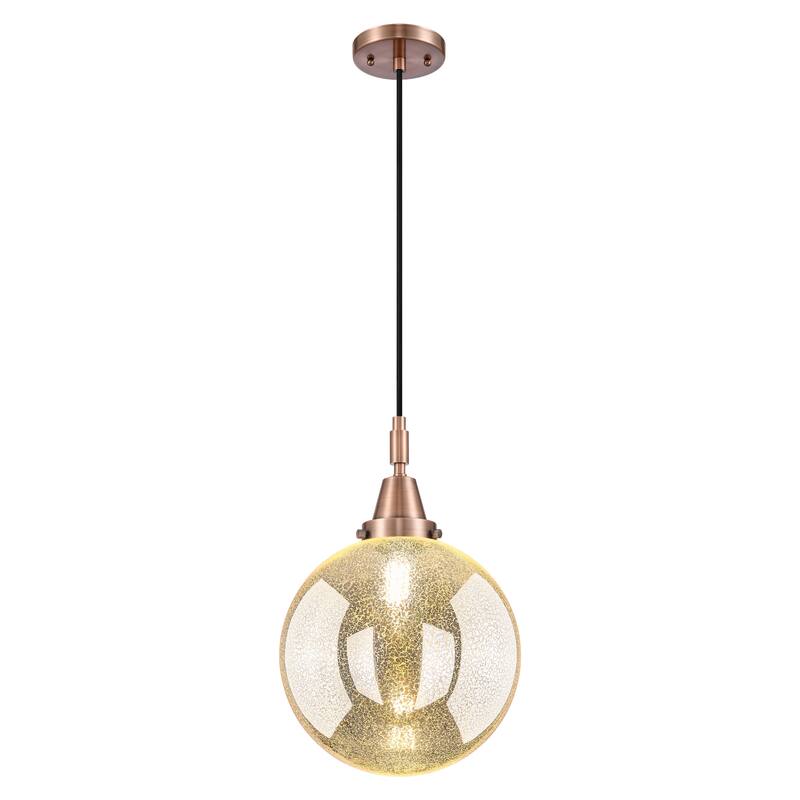 Innovations Lighting Downtown Urban - Caden Beacon - 1 Light 10" Cord Hung Mini Pendant - Antique Copper/Mercury Shade