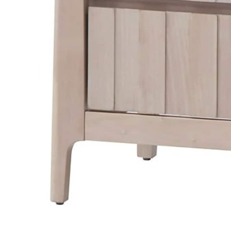 Vasu Nightstand, 2 Drawers, White Wash Solid Rubberwood, 21 Inch