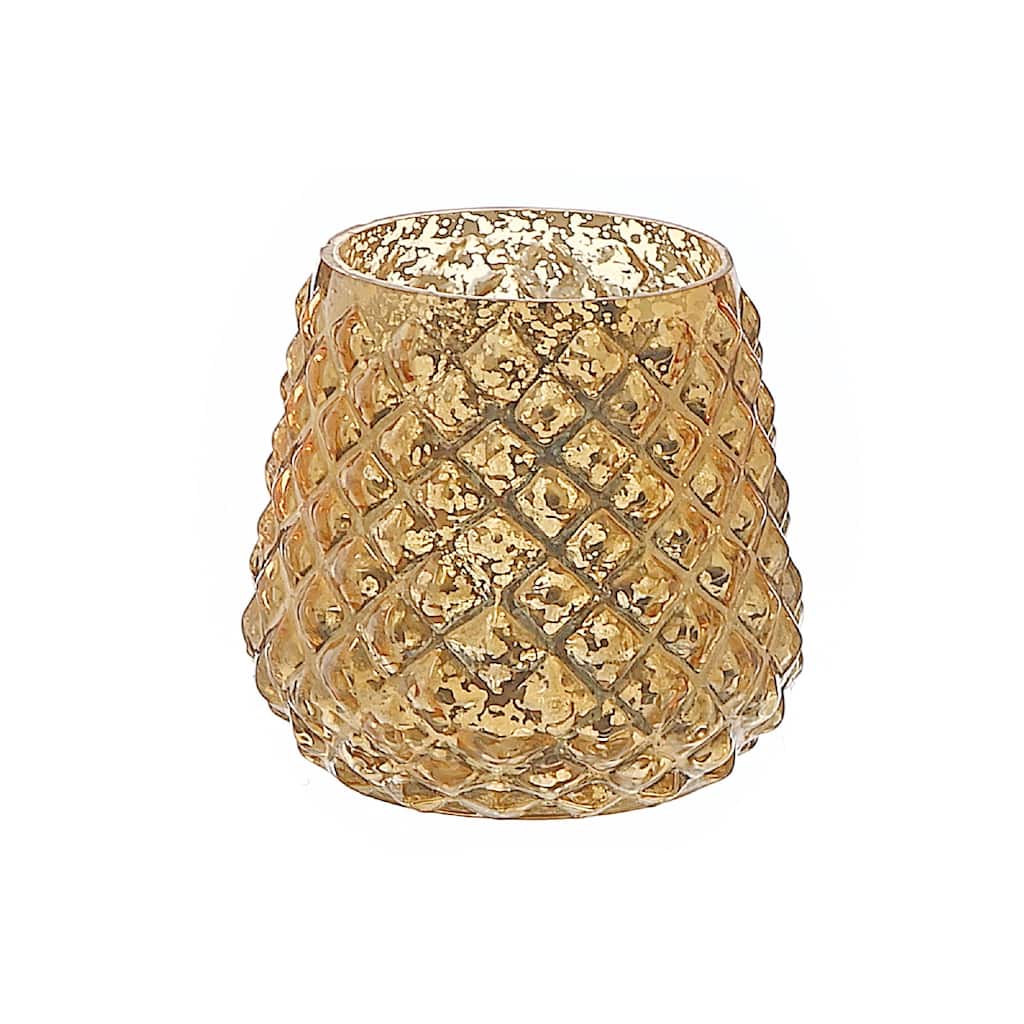 Mercury Diamond Tealight Holder Gold - Set of 2 - N/A