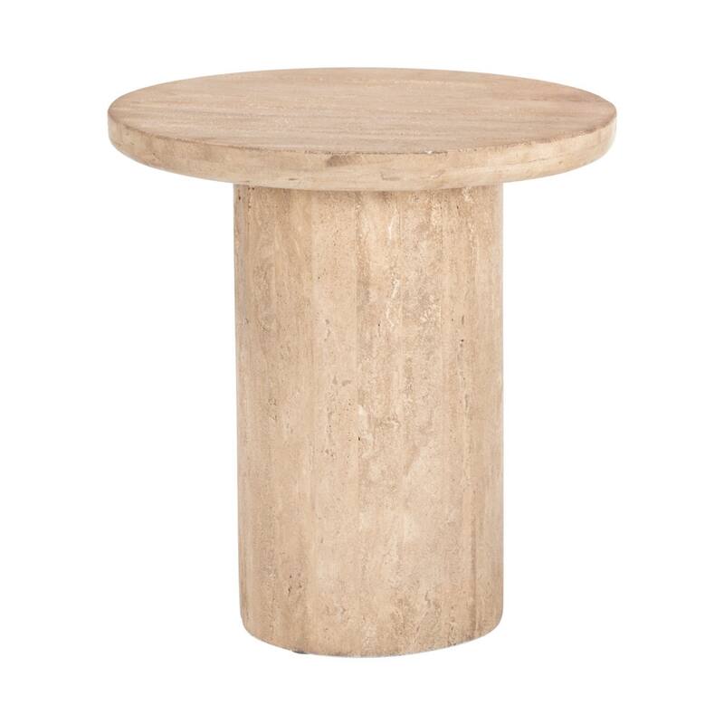 HomeRoots 15" Natural Stone Round Pedestal End Table - 15.00 in. x 15.00 in. x 15.00 in.