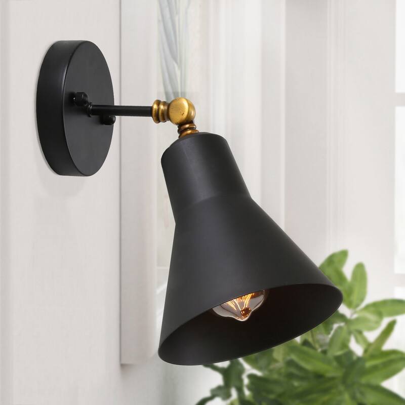 Carbon Loft Merida Adjustable Black 1-Light Wall Lamp Sconce - W6.3"x H9.5"x E9"