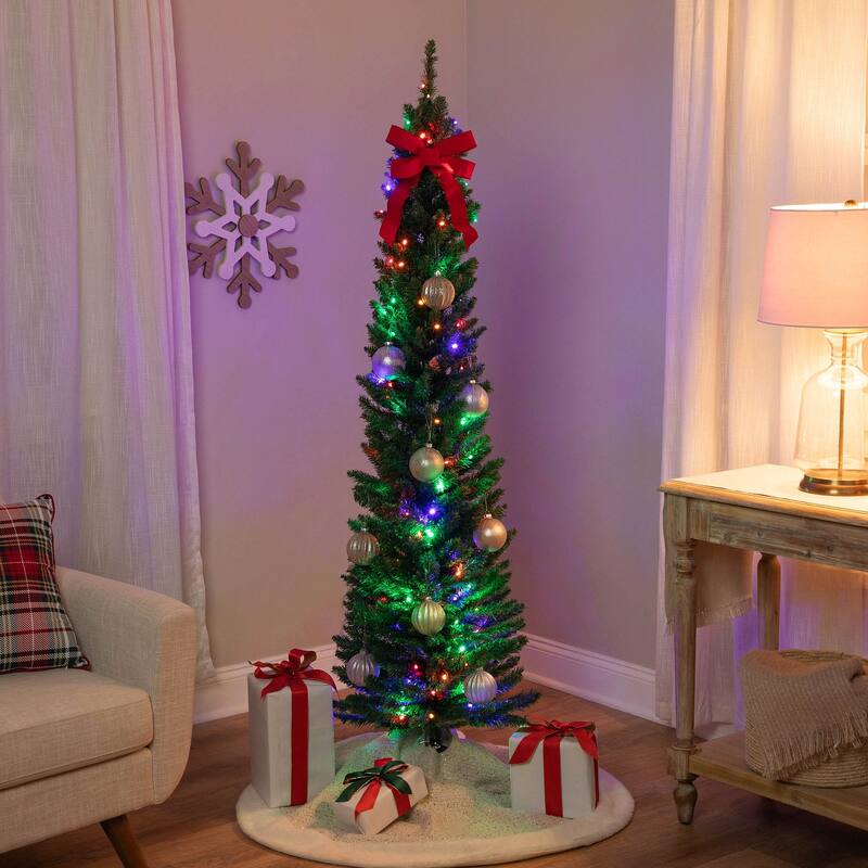 6' LED Pencil Northern Balsam Fir Artificial Tree Multi Lights - 6 Foot