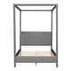 preview thumbnail 16 of 39, Canvas-upholstered Canopy Bed - Platform Wingback Bed Frame with USB, Type-C Ports Headboard, 4 Canopy Columns, 2 Sides Pocket