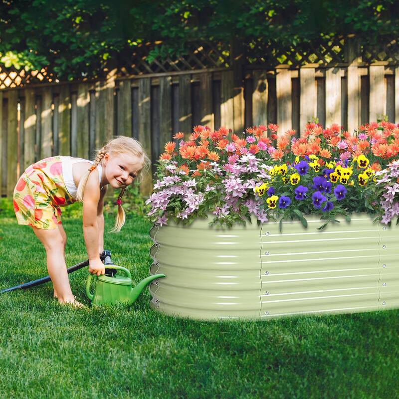 Aoodor 6-in-1 Modular Aluzinc Metal Raised Garden Bed - Outdoor Garden Planter Box for Vegetable, Flower, Herb - 67X47X17