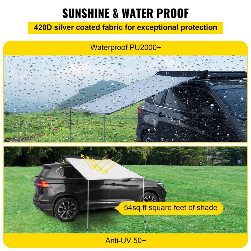 6.6'x8.2' Pull-Out Retractable Vehicle Awning Waterproof
