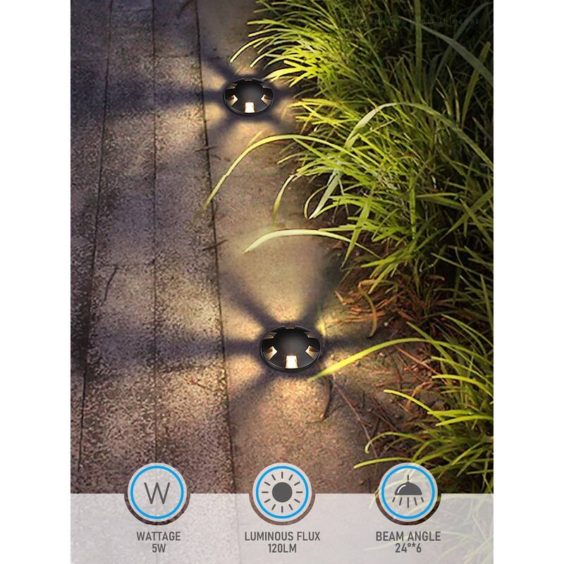 5W 5CCT Low Voltage LED In-Ground Well Light, Aluminum