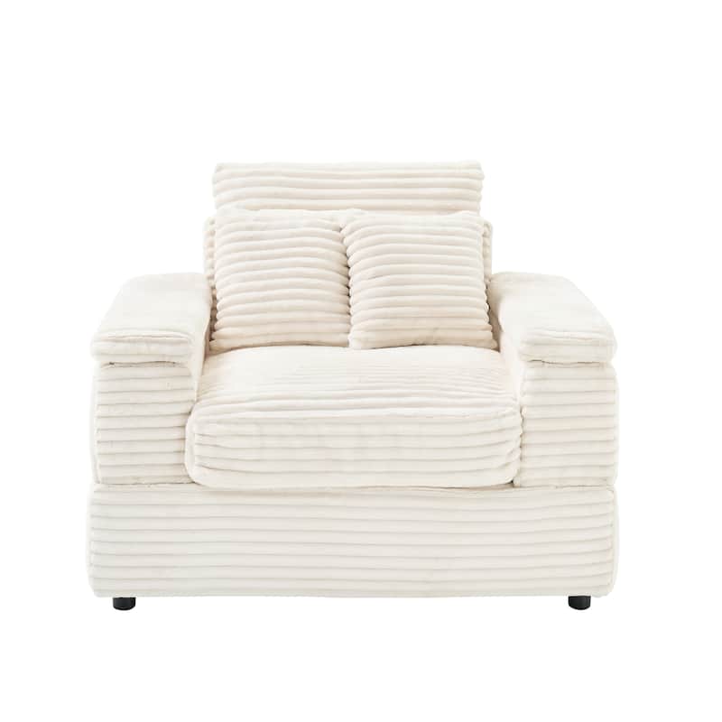 Corduroy Single Sofa Sets with 2 Throw Pillows and 500lb Weight Capacity