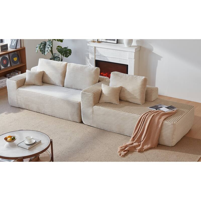 104" Cloud Sectional Sofa with L-Shape Chaise and Side Pockets, Modern Modular Design, Deep Seating, Upholstered Couch
