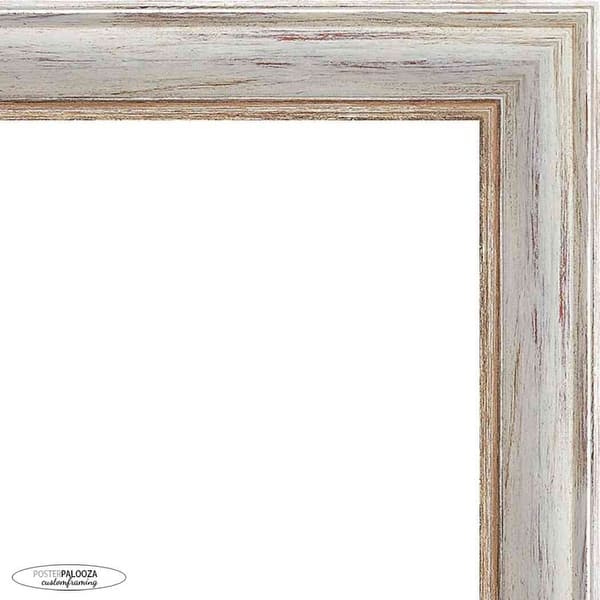 30x36 Frame Brushed White Wash Wood Picture Frame with UV Acrylic, Foam