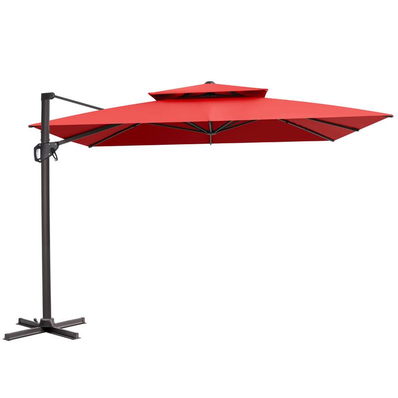 VredHom 10 X 10 ft Square Patio Cantilever-Offset Umbrella - Red