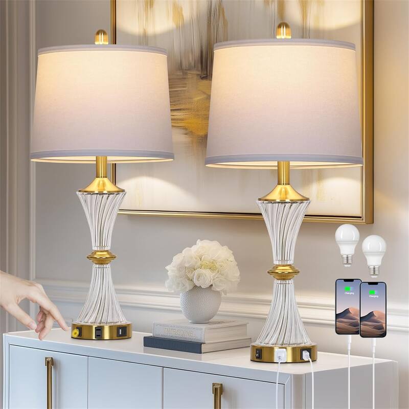 Modern Gold Lamps for Night Stands Bedroom Living Room - white/gold