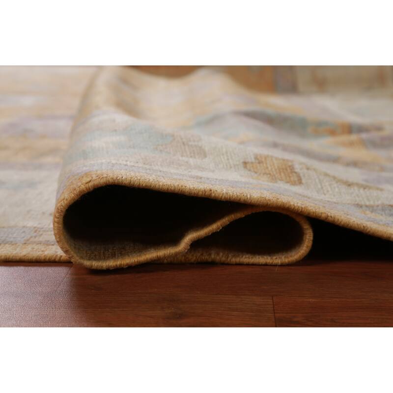 Hand Knotted Oriental 100% Wool Carpet Transitional All-Over Oranges & Rust Oushak Area Rug - 9' 10'' X 8' 7''