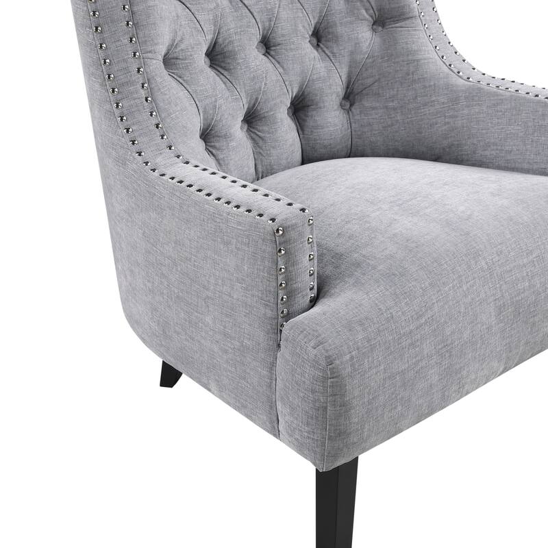 Modern Traditional Chenille Accent Chair with Elegant Nailhead Trim