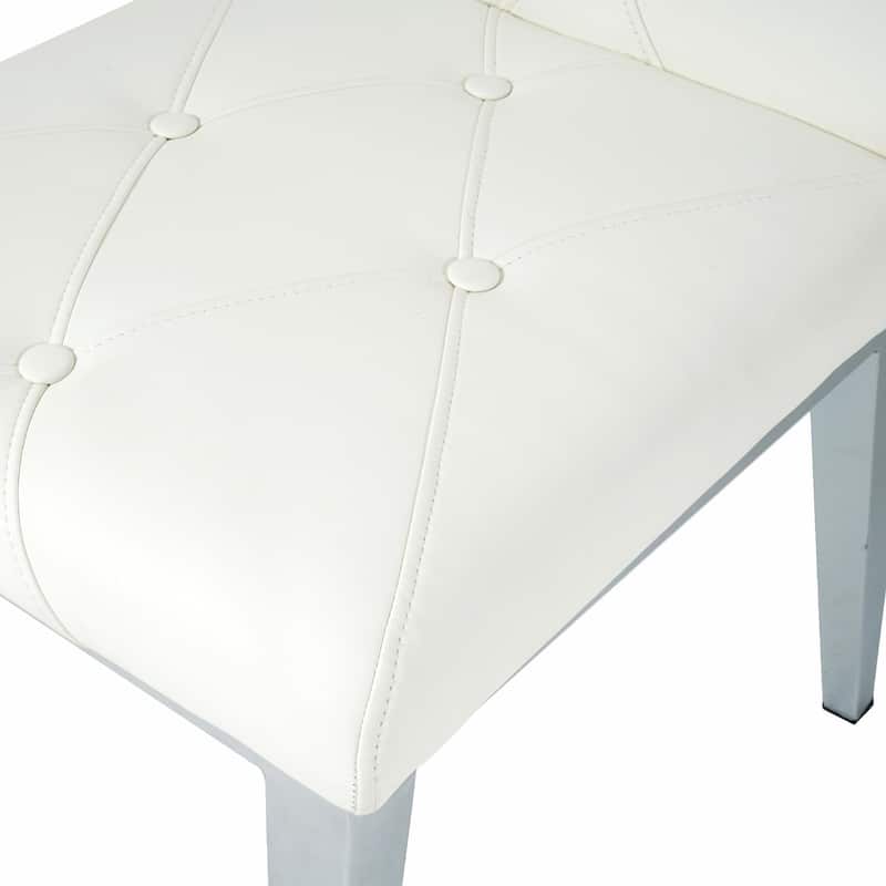 Modern Light Luxury Dining Chairs with PU Back and Electroplated Legs（Set of 2）