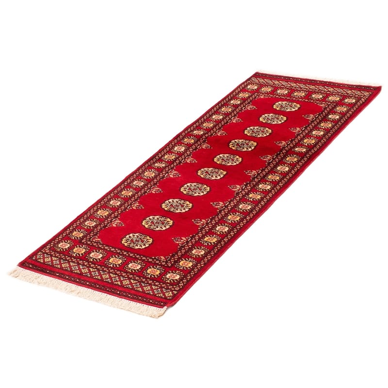 ECARPETGALLERY Hand-knotted Peshawar Bokhara Red Wool Rug - 2'7 x 6'8