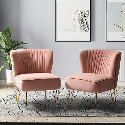 Barto Upholstered Side Chair with Tufted Back Set of 2 by HULALA HOME