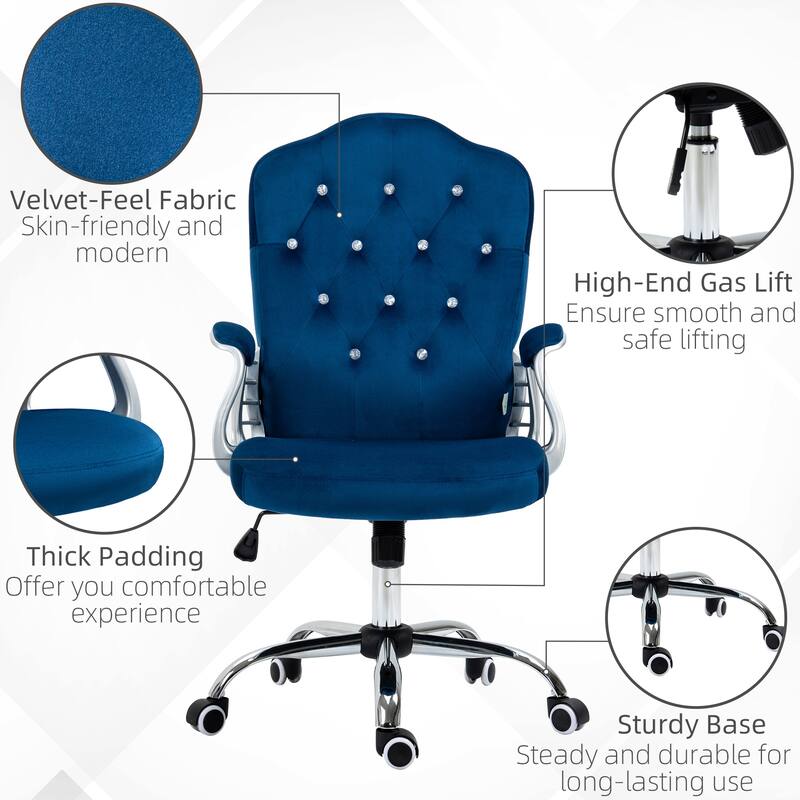 Vinsetto Home Office Chair, Computer Chair, Button Tufted Desk Chair with Swivel Wheels, Adjustable Height, and Tilt Function