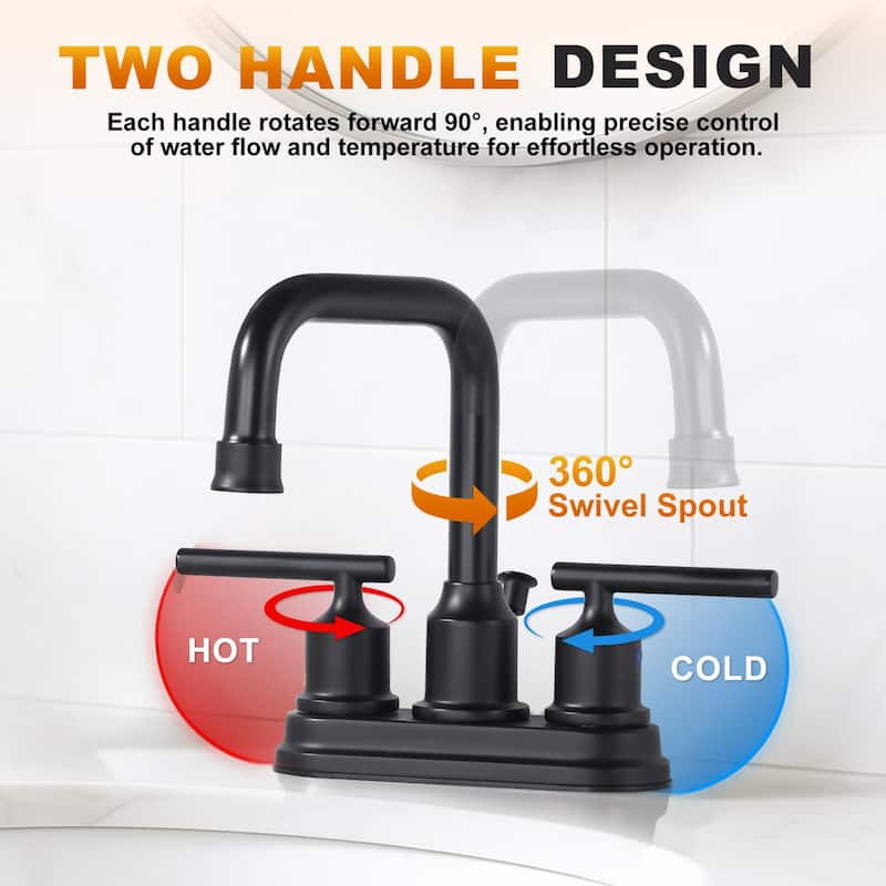 WOWOW 4 in. Centerset Double Handle Bathroom Faucet