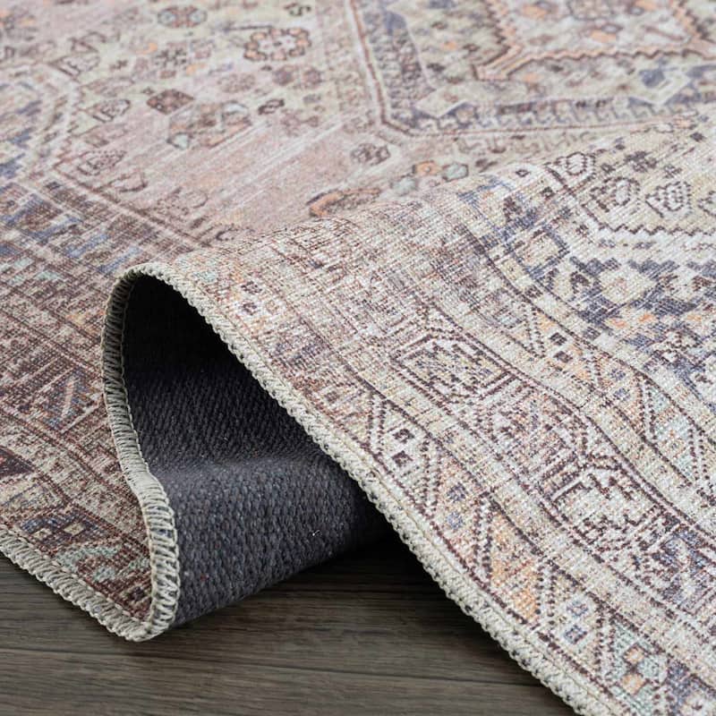 Hauteloom Barny Traditional Oriental Machine Washable Area Rug