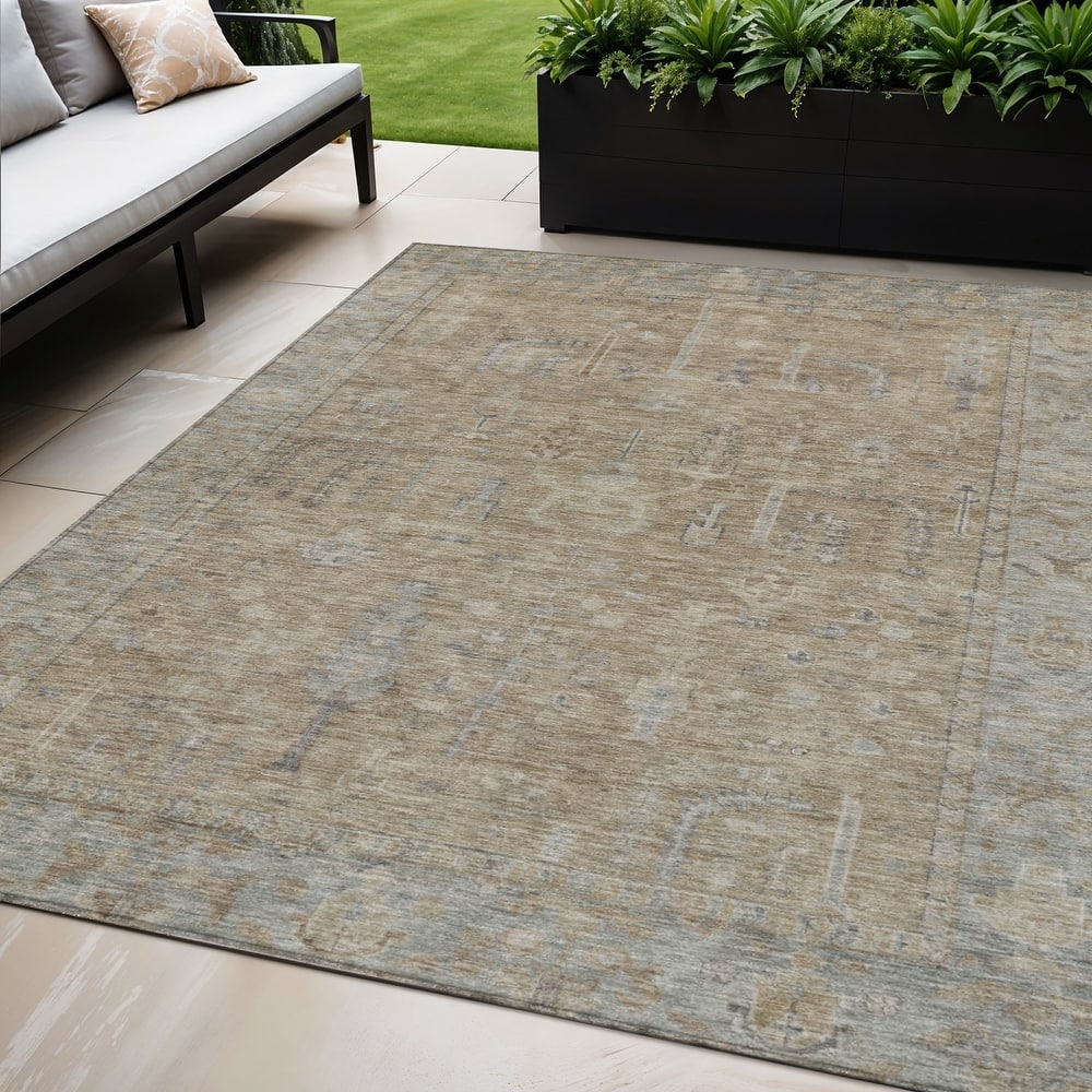 HomeRoots Oriental Traditional Rectangle Outdoor Rug