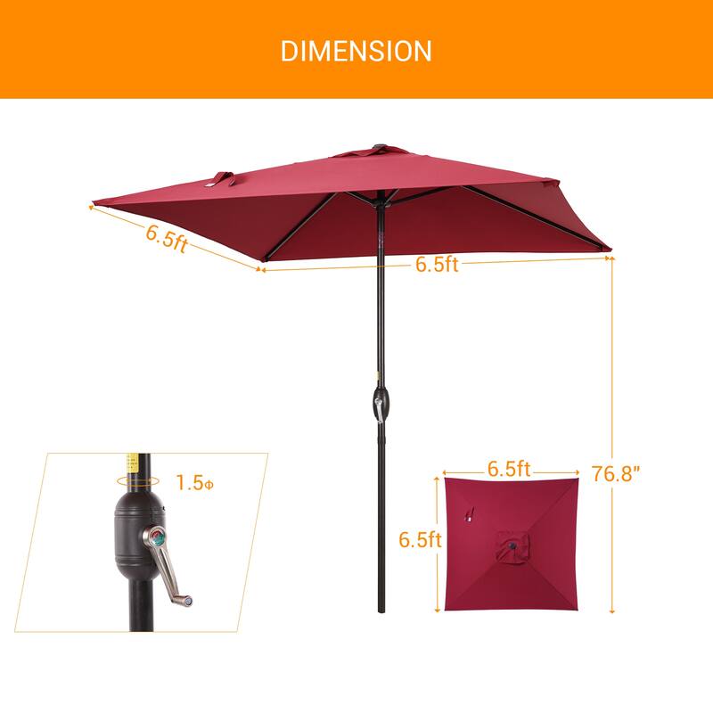 LIVOOSUN 6.5×6.5FT Square Patio Umbrella with UPF50+, Tilt Function, and Wind-Resistant Design——Experience Outdoor Comfort