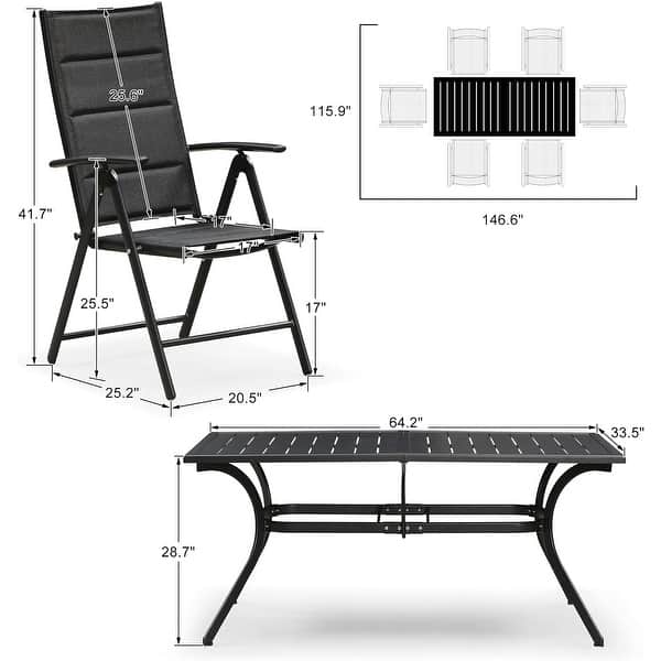 dimension image slide 1 of 4, PURPLE LEAF Outdoor Patio Dining Set Folding Chairs And Table