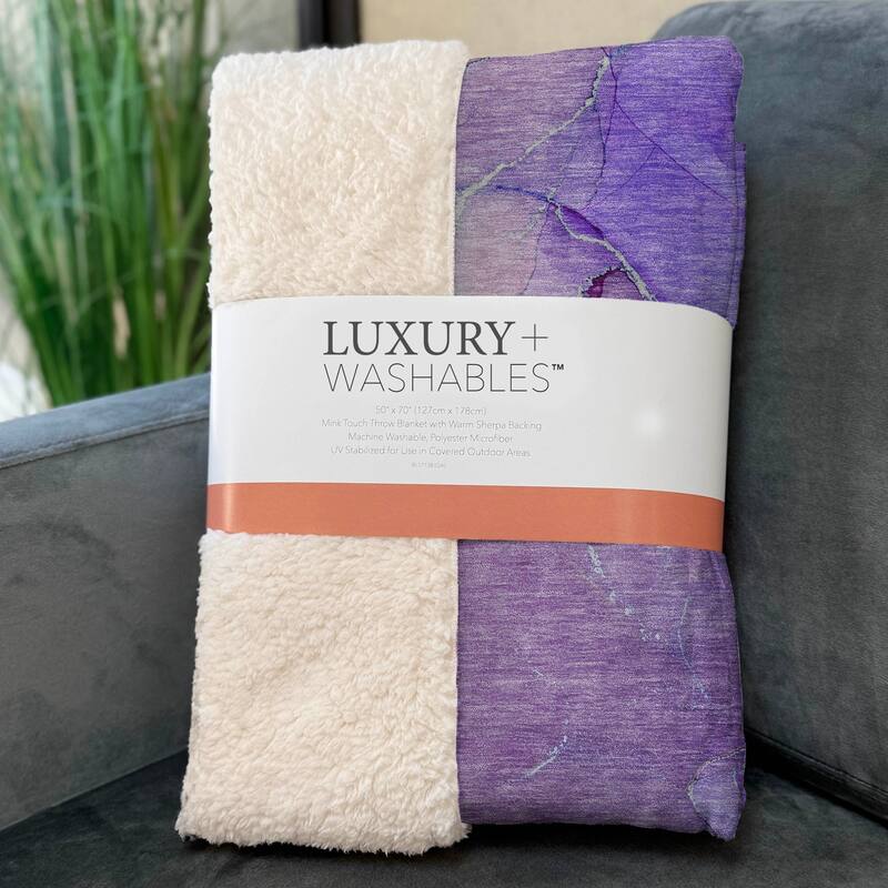 Premium Machine Washable Abstract Contemporary Sherpa Throw Blanket