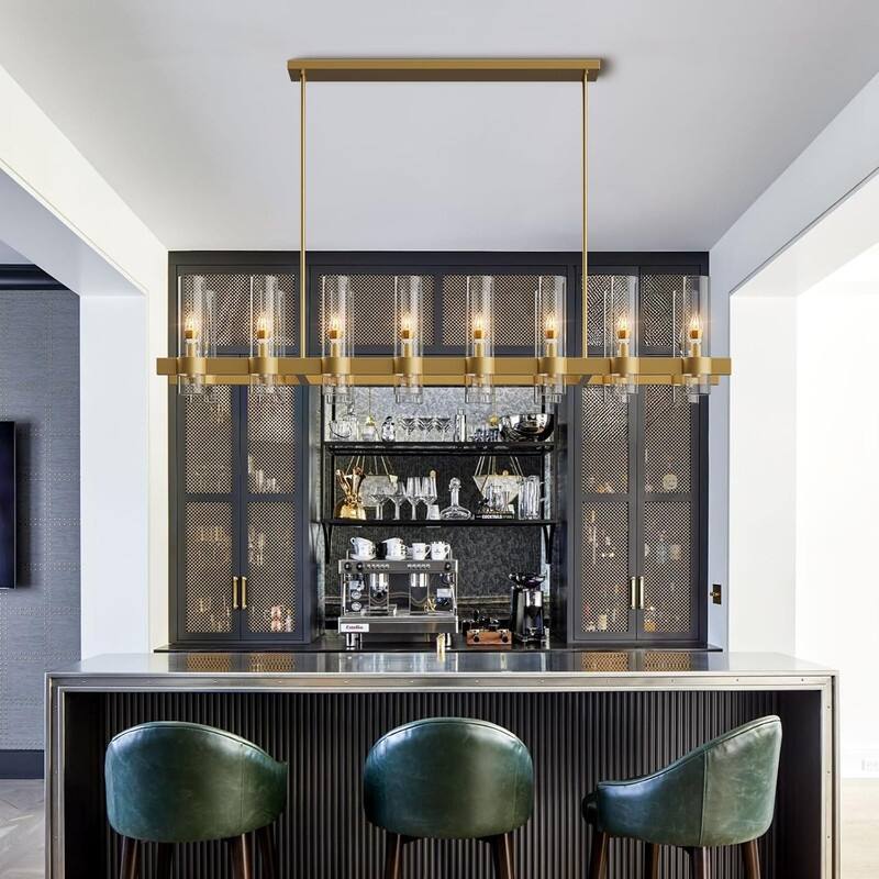 KAYLA Brass Kitchen Island Lighting- 16-Light Linear Chandelier