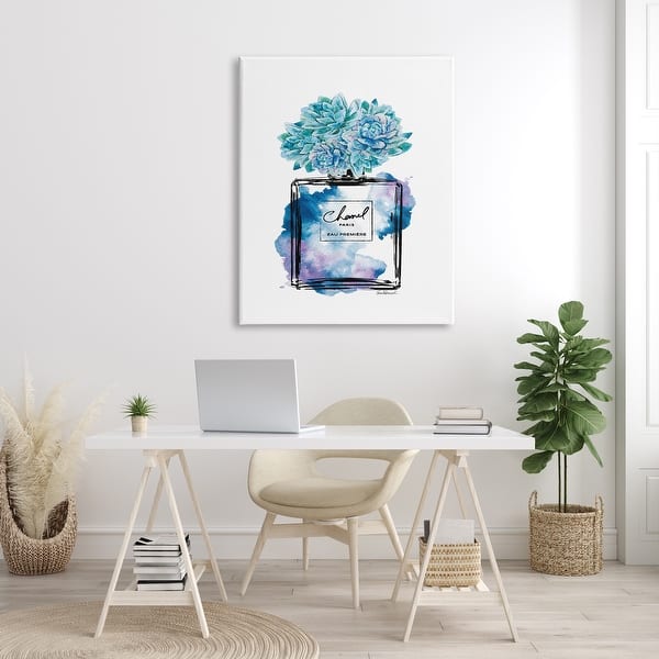 Stupell Watercolor Fashion Perfume Bottle with Blue Flowers Canvas Wall Art,  16 x 20, Proudly Made in USA - Multi-Color - On Sale - Bed Bath & Beyond -  26890222