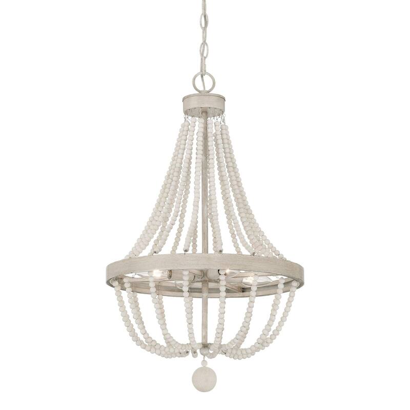 Cauhu 4-light Farmhouse Coastal Beaded Empire Chandelier for Dining Room - 16'' W x 16'' D x 27'' H