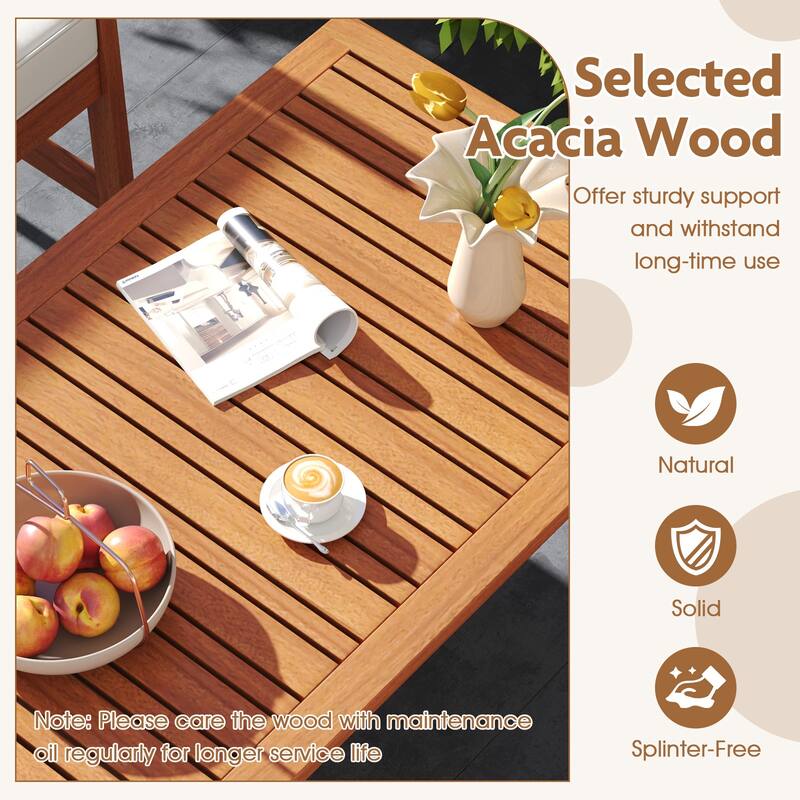 Gymax 4-Piece Acacia Wood Patio Conversation Set Outdoor Furniture Set