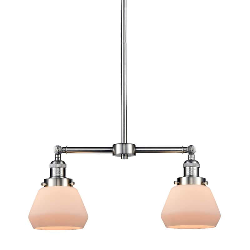 Innovations Lighting Fulton 2 Light 21" Wide Linear Chandelier - Brushed Satin Nickel / Matte White Cased
