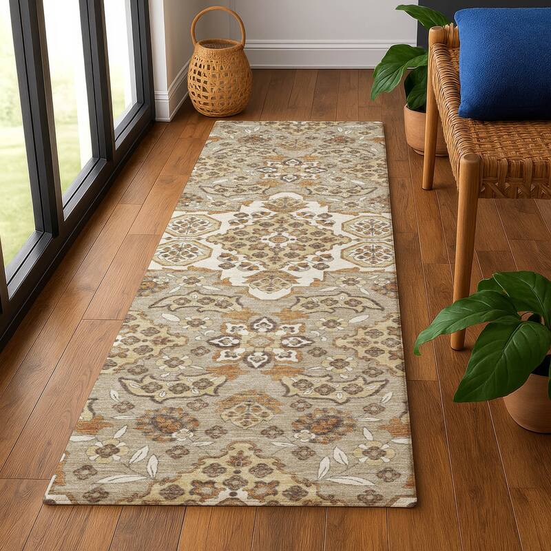 Premium Washable Super Soft Classic Traditional Mayfield Rug - Taupe - 2'3" x 7'6"