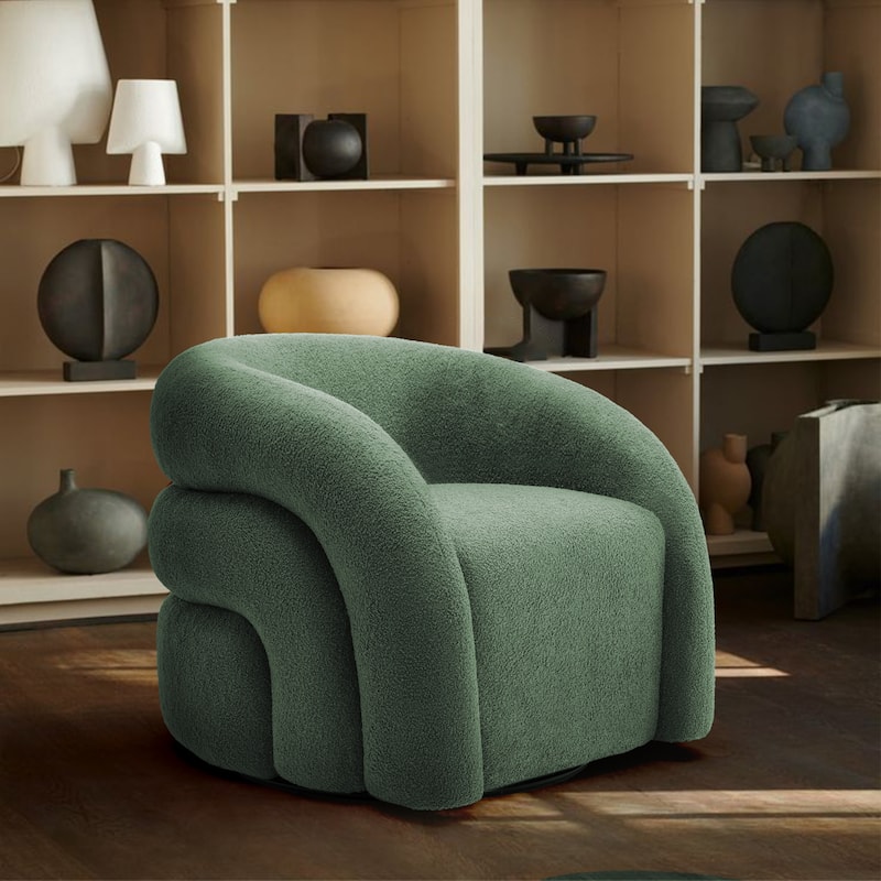 Upholstered Boucle Swivel Accent Chair