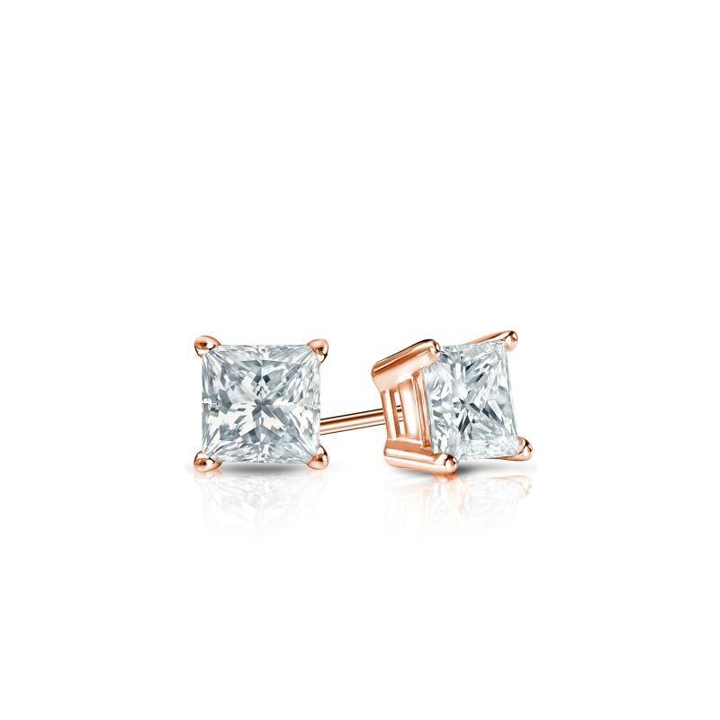 Auriya 14-karat Gold Lab Grown 0.90 carat TDW Princess Diamond Stud Earrings 4-Prong Basket Screw-back