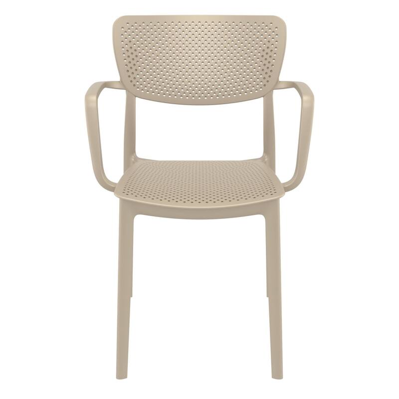33" Taupe Brown Stackable Patio Dining Arm Chair