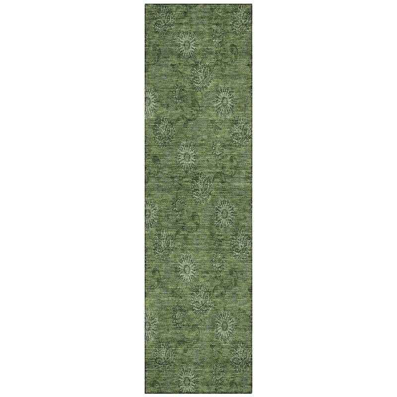 Machine Washable Indoor/ Outdoor Chantille Floral Burst Rug