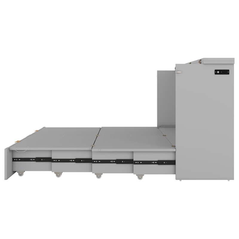 Murphy Bed with Pulley Structure Design,Drawer and USB Ports for Bedroom