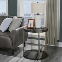 Round Coffee Table 2-Tier Cocktail Table with Storage Shelf Solid Wood ...