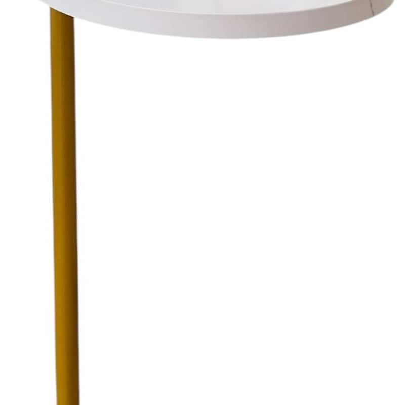 HomeRoots Set of Two White and Gold Faux Marble and Metal Oval End Tables - 11.80 in. x 23.62 in. x 17.72 in.