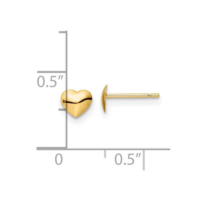 Curata 14k Yellow Gold Polished 4.5x5.25mm Love Heart Post Earrings