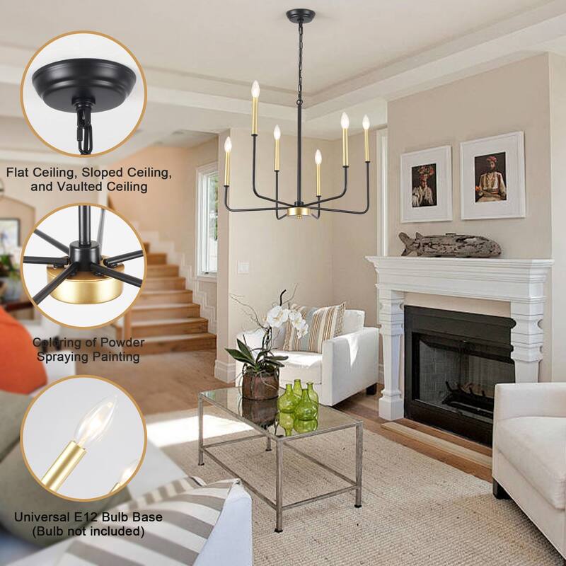 6-Light Candlestick Hanging Linear Chandelier Lighting Ceiling Light for Kitchen Island