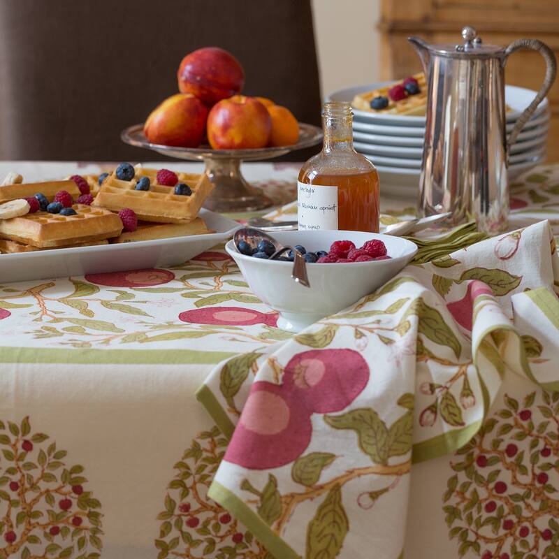 Couleur Nature Orange Tree Tablecloth - Red/Green