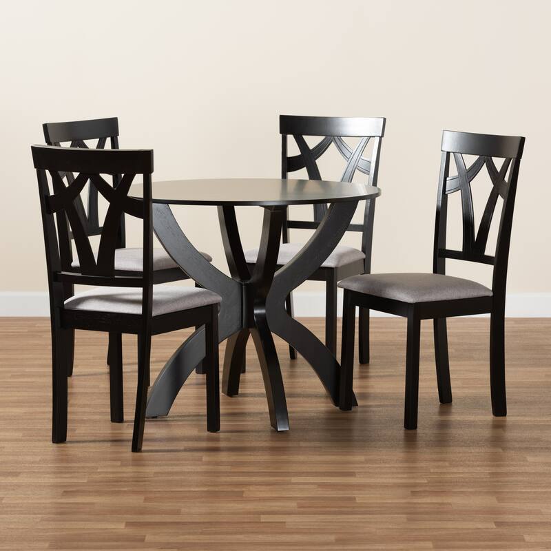 Rasa Modern and Contemporary 5-Piece Wood Dining Set-Grey/Dark Brown