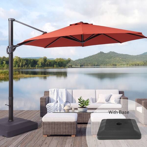 BONOSUKI 11ft 360degree Rotating Cantilever Patio Umbrella with Base