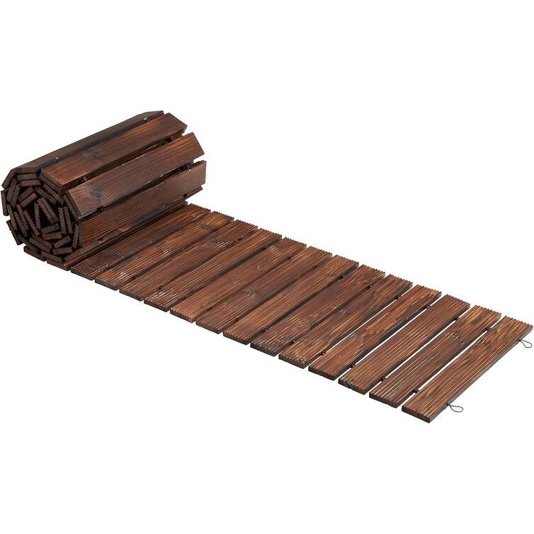 12ft Wooden Garden Pathway, Roll-Out Cedar Walkway for Outdoor Wedding Party