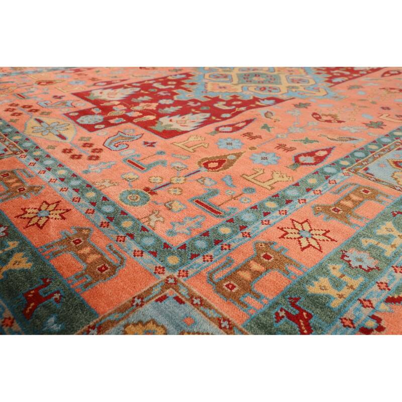 Tribal Geometric Kazak Oriental Area Rug Handmade Wool Carpet - 8'8" X 11'8"